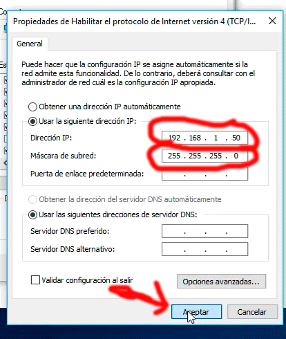 configurar ip estática para acceder a la nanostation loco m2